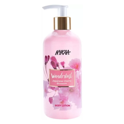 Nykaa Wanderlust Japanese Cherry Blossom Body Lotion 300 ml | Moisture Lock Upto 8Hrs | Non Greasy Formula, Pack of 1