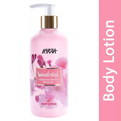 Nykaa Wanderlust Japanese Cherry Blossom Body Lotion 300 ml | Moisture Lock Upto 8Hrs | Non Greasy Formula, Pack of 1