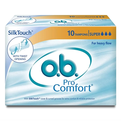 o.b. SilkTouch Pro Comfort Tampons Super, 10 Count, Pack of 1