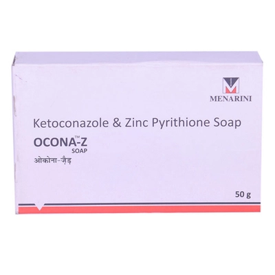 Ocona-Z Soap 50 gm | Ketoconazole &amp; Zinc Pyrithione | For Pityriasis Versicolor &amp; Dandruff Of Scalp, Pack of 1