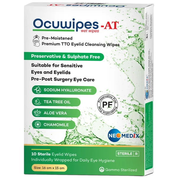 Neomedix Ocuwipes-At Wet Wipes 15Cm X 15Cm, 10 Count, Pack of 1