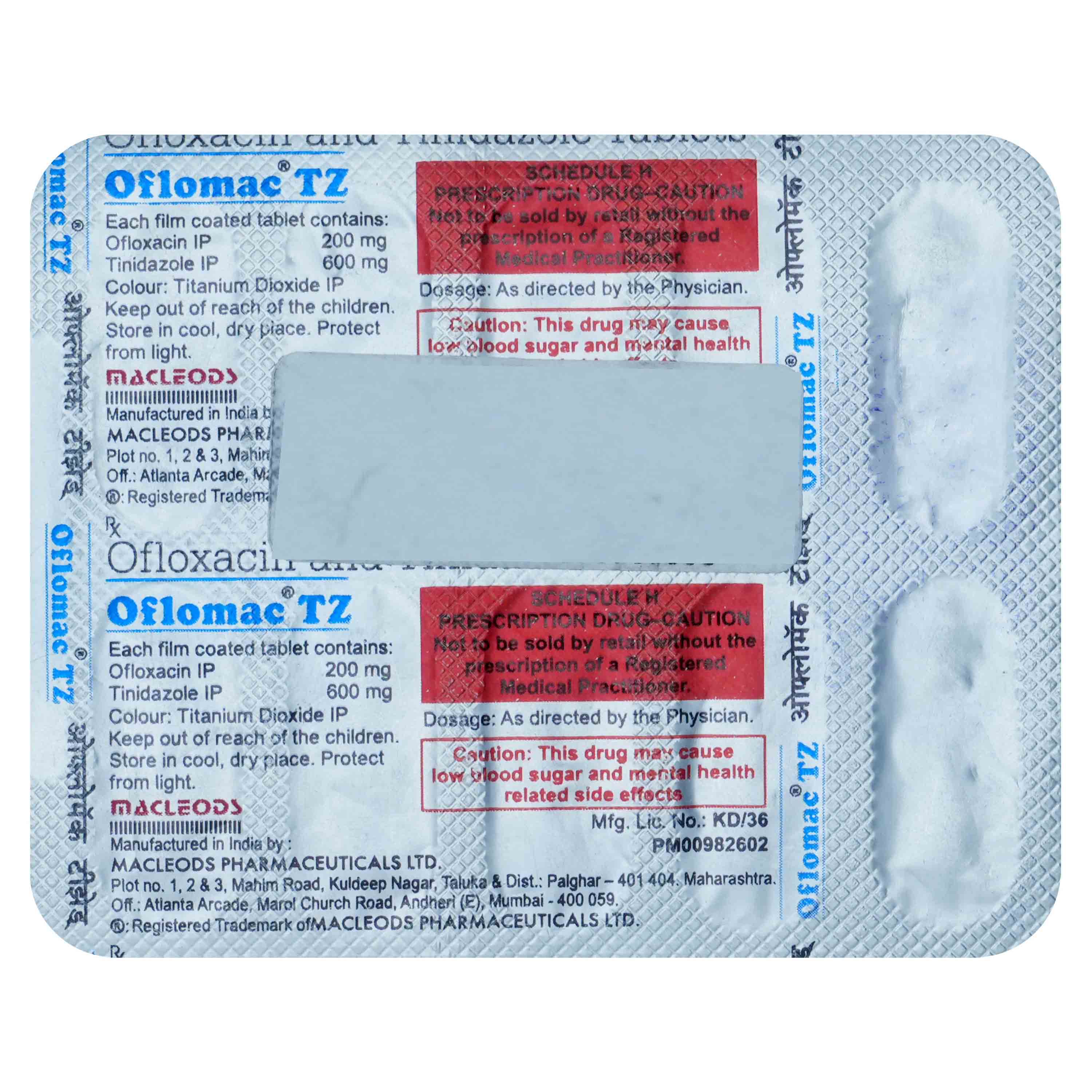 Oflomac TZ 200 mg Tablet 10's, Pack of 10 TabletS Oflomac TZ 200 mg Tablet 10's, Pack of 10 TabletS