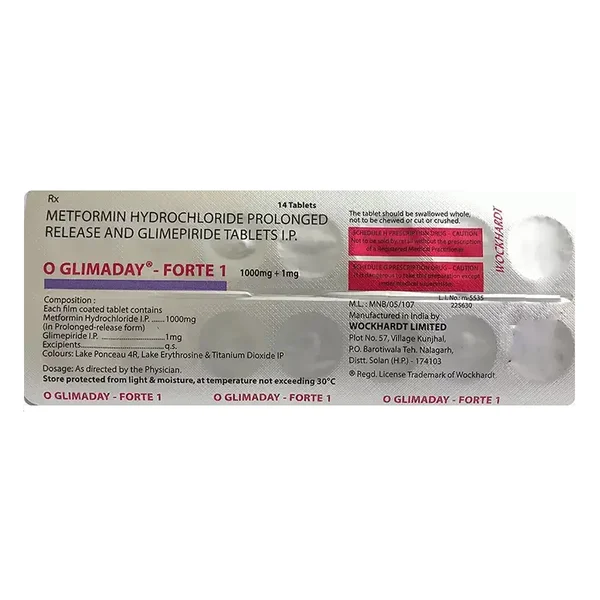 O Glimaday-Forte 1 Tablet 14's