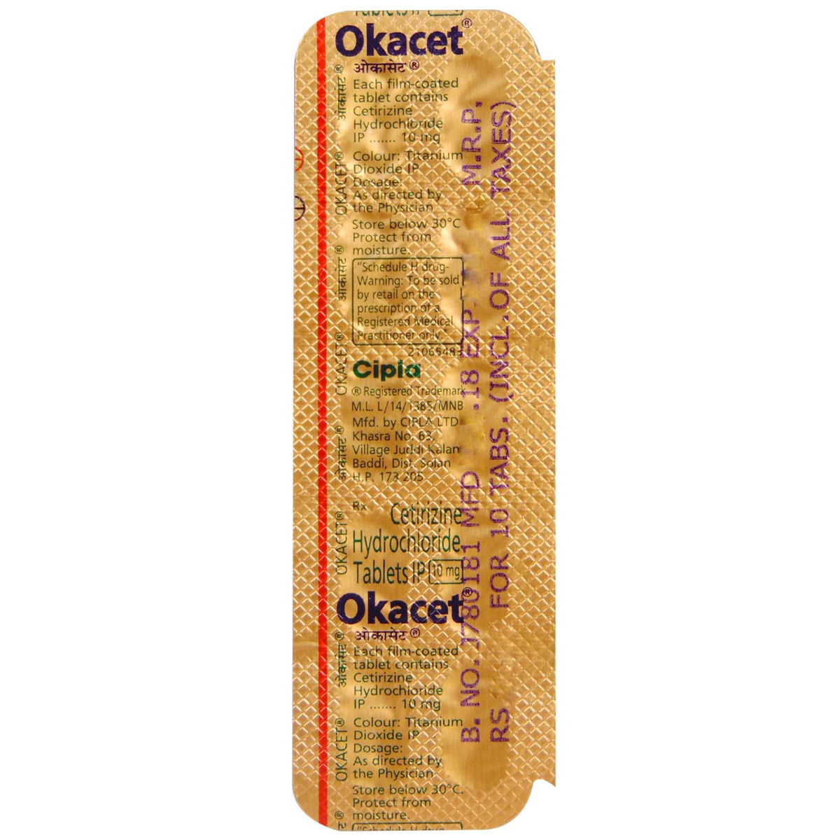 Okacet Tablet 10's Price, Uses, Side Effects, Composition Apollo Pharmacy