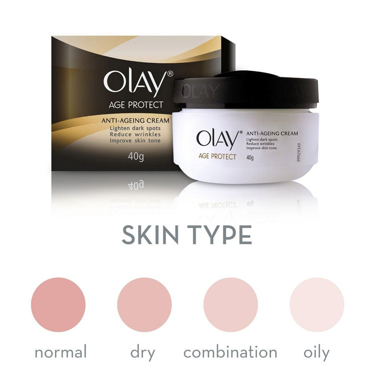 Olay Age Protect Anti Ageing Cream 40 gm | Provides Long Lasting Moisturization | Reduces Wrinkles | Lightens Dark Spots | Enahnce Skin Tone | For Normal/Dry/Combination/ Oily Skin, Pack of 1 Olay Age Protect Anti Ageing Cream 40 gm | Provides Long Lasting Moisturization | Reduces Wrinkles | Lightens Dark Spots | Enahnce Skin Tone | For Normal/Dry/Combination/ Oily Skin, Pack of 1