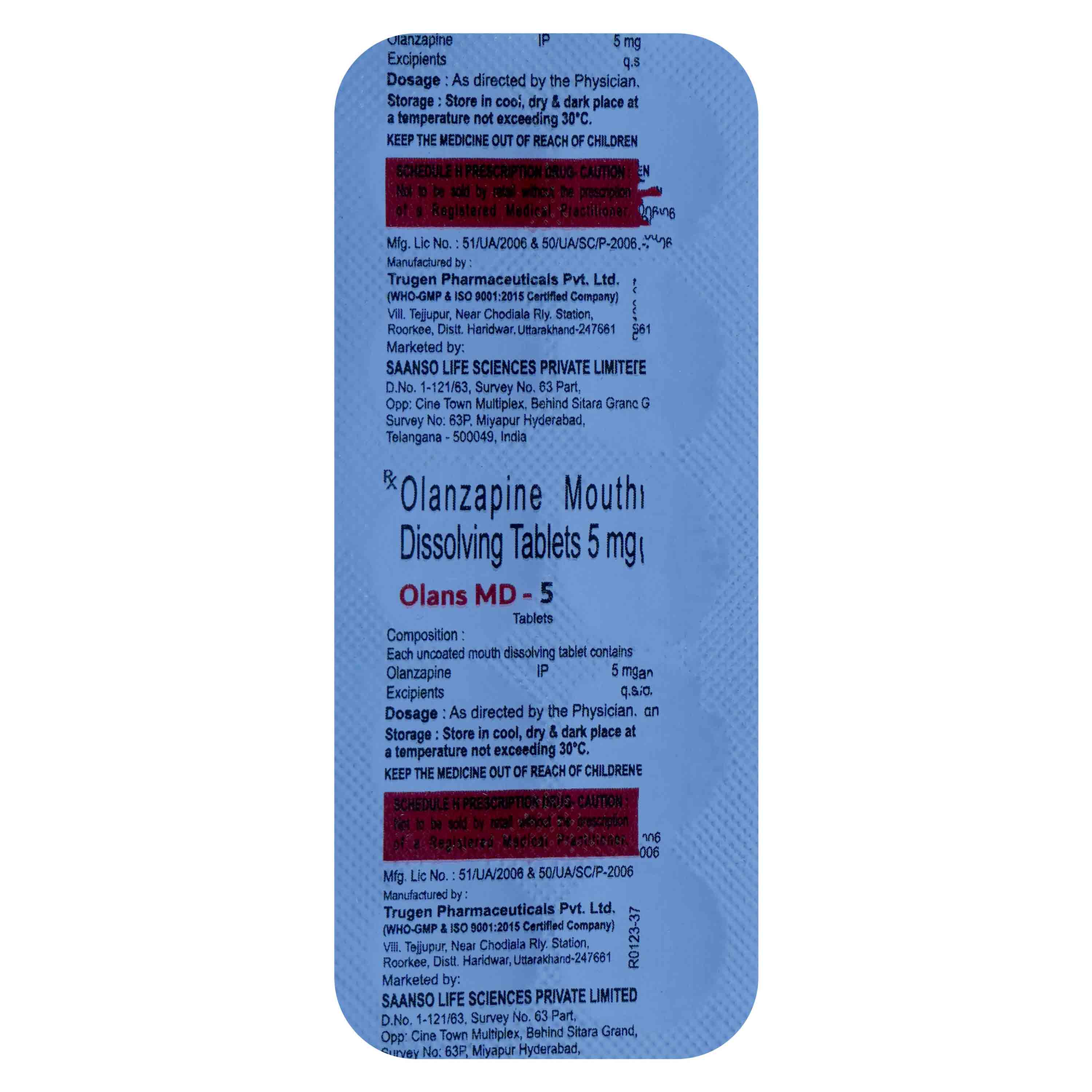 OlansMD-5 Tablet 10's, Pack of 10 TabletS OlansMD-5 Tablet 10's, Pack of 10 TabletS