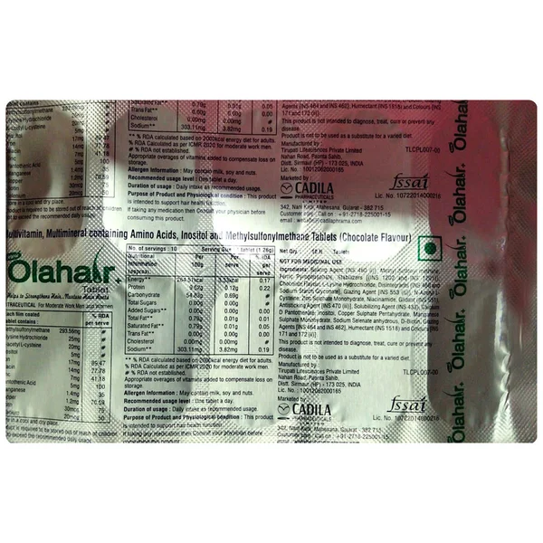 Olahair+ New Chocolate Flavour Tablet 10's