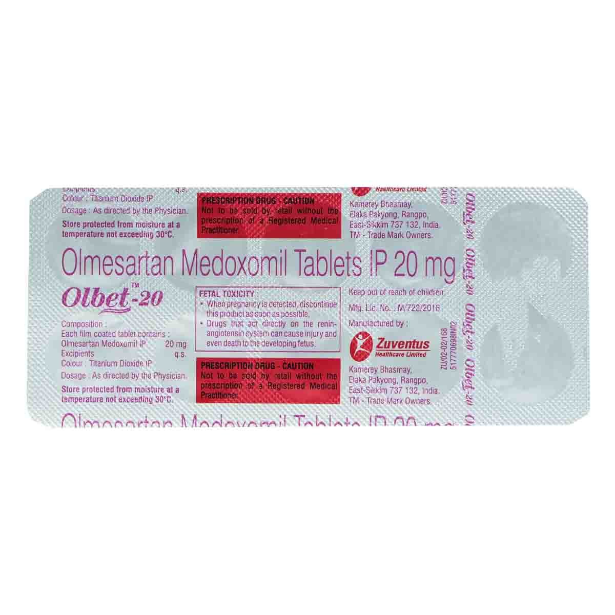 OLBET 20MG TABLET, Pack of 10 TabletS OLBET 20MG TABLET, Pack of 10 TabletS