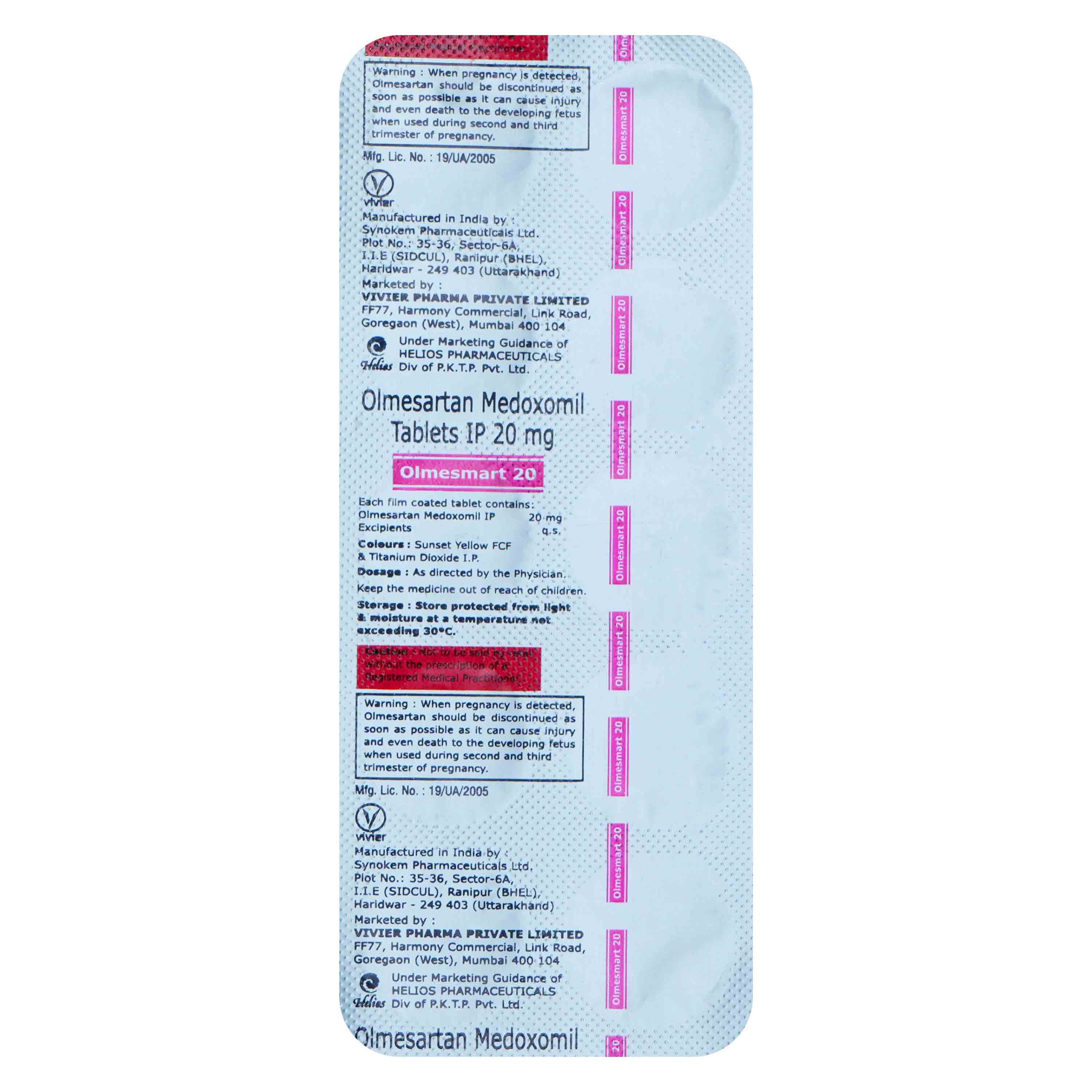 Olmesmart 20 Tablet 10's, Pack of 10 TabletS Olmesmart 20 Tablet 10's, Pack of 10 TabletS