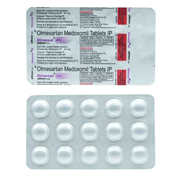 Olmesar 40 Tablet 15's, Pack of 15 TABLETS