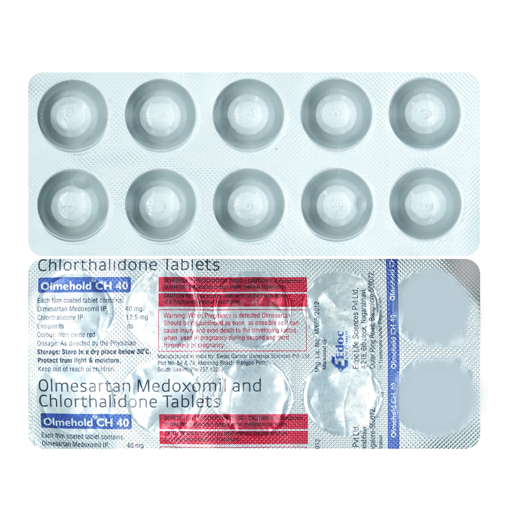 Olmehold CH 40 mg/12.5 mg Tablet 10's, Pack of 10 TabletS Olmehold CH 40 mg/12.5 mg Tablet 10's, Pack of 10 TabletS