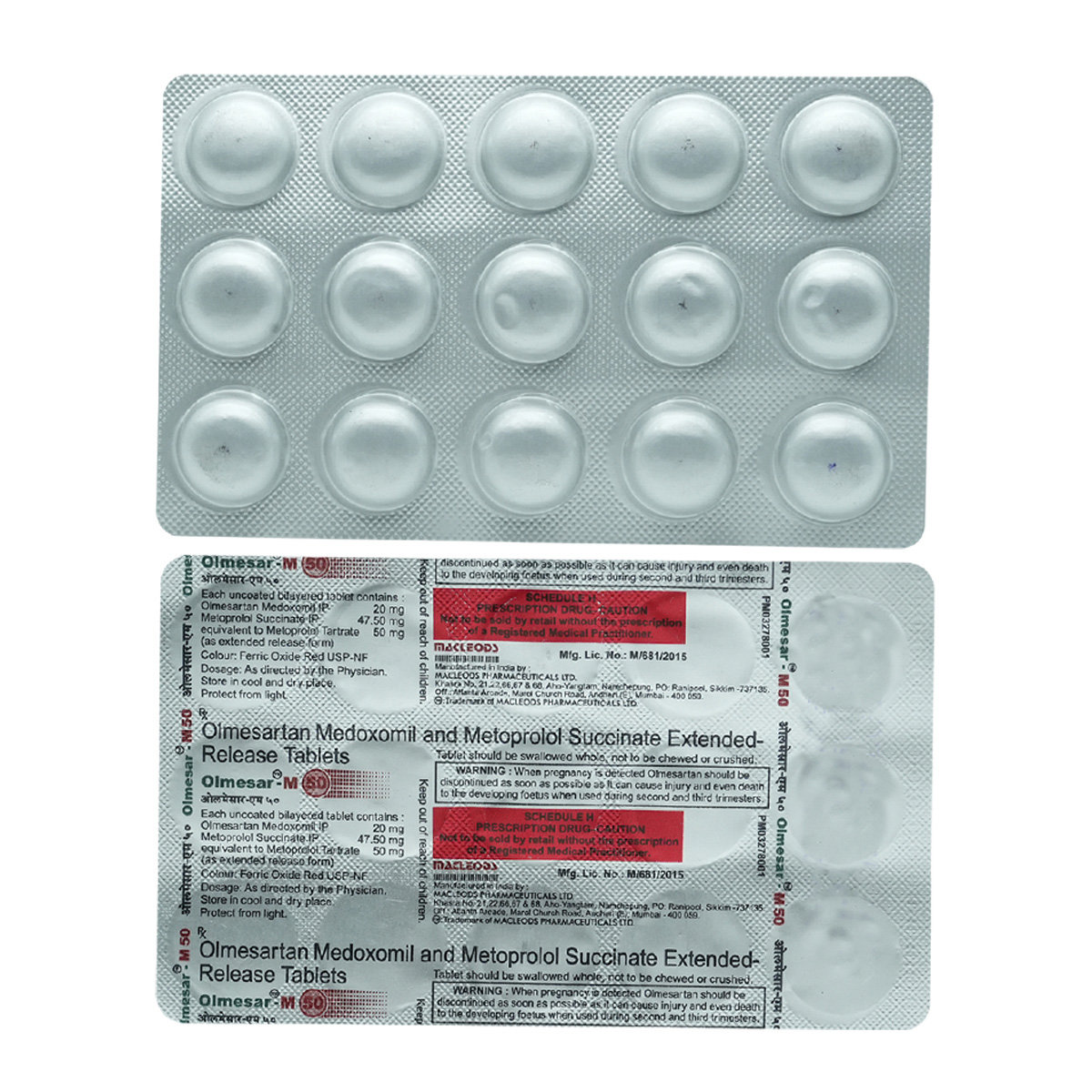 Olmesar-M 50 Tablets 15's, Pack of 15 TabletS Olmesar-M 50 Tablets 15's, Pack of 15 TabletS