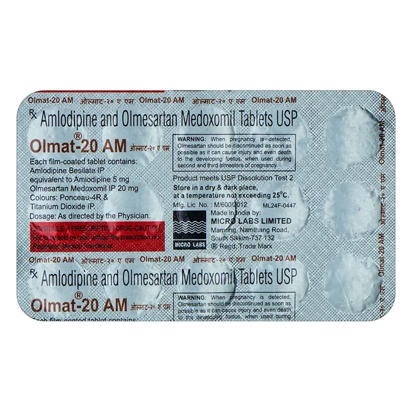 Olmat-20 AM Tablet 15's, Pack of 15 TabletS