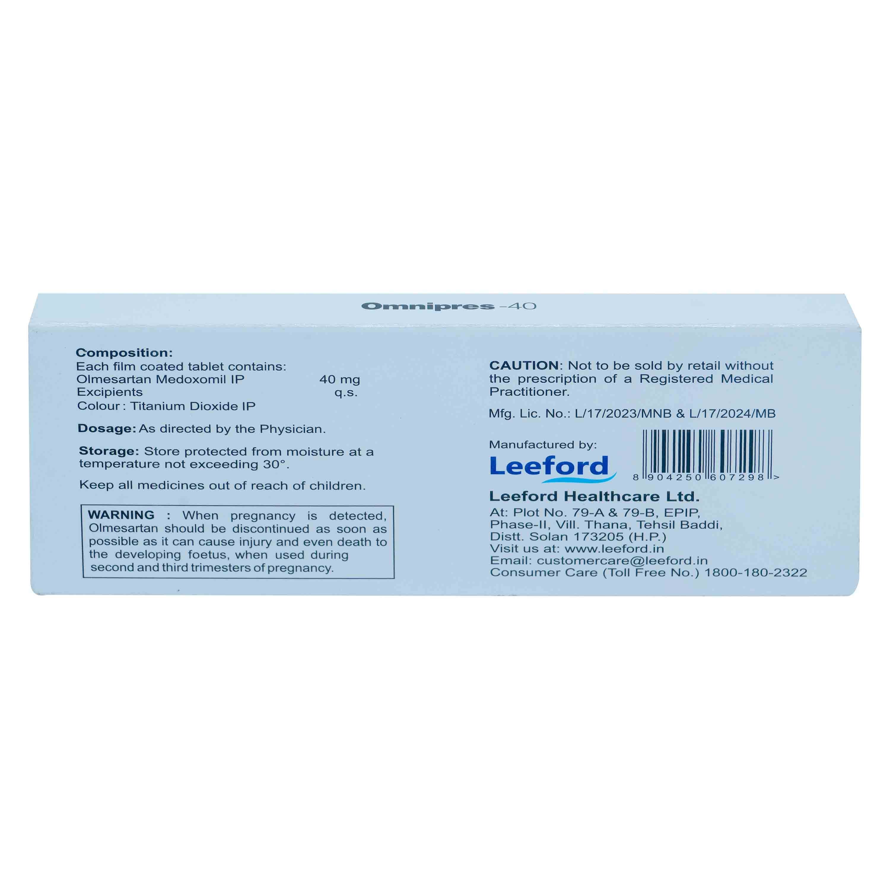 OMNIPRES 40MG TABLET, Pack of 10 TABLETS OMNIPRES 40MG TABLET, Pack of 10 TABLETS