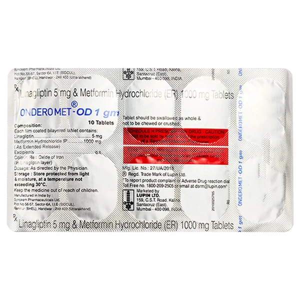 Ondero Met-OD 1 gm Tablet 10's, Pack of 10 TabletS