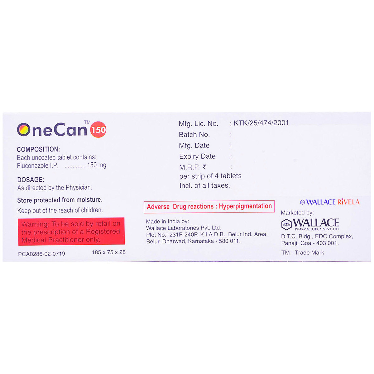 Onecan 150 Tablet 4's, Pack of 4 TABLETS Onecan 150 Tablet 4's, Pack of 4 TABLETS