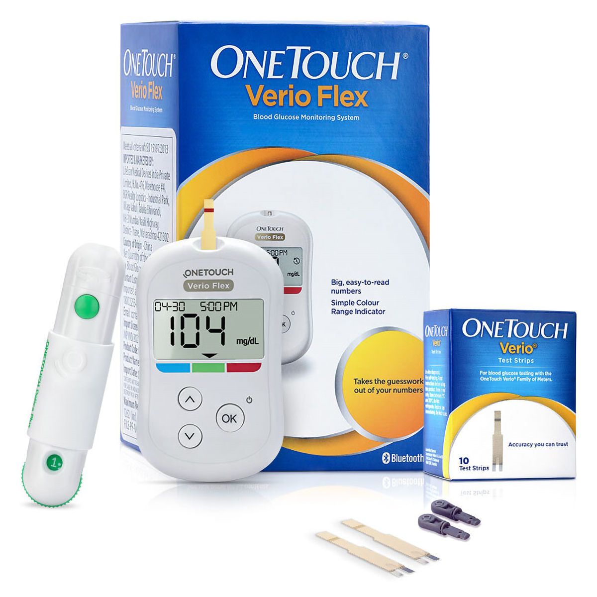 OneTouch Verio Flex Blood Glucose Monitor with OneTouch Reveal Mobile Application (FREE 10 Strips + Lancing device + 10 Lancets), 1 Kit OneTouch Verio Flex Blood Glucose Monitor with OneTouch Reveal Mobile Application (FREE 10 Strips + Lancing device + 10 Lancets), 1 Kit