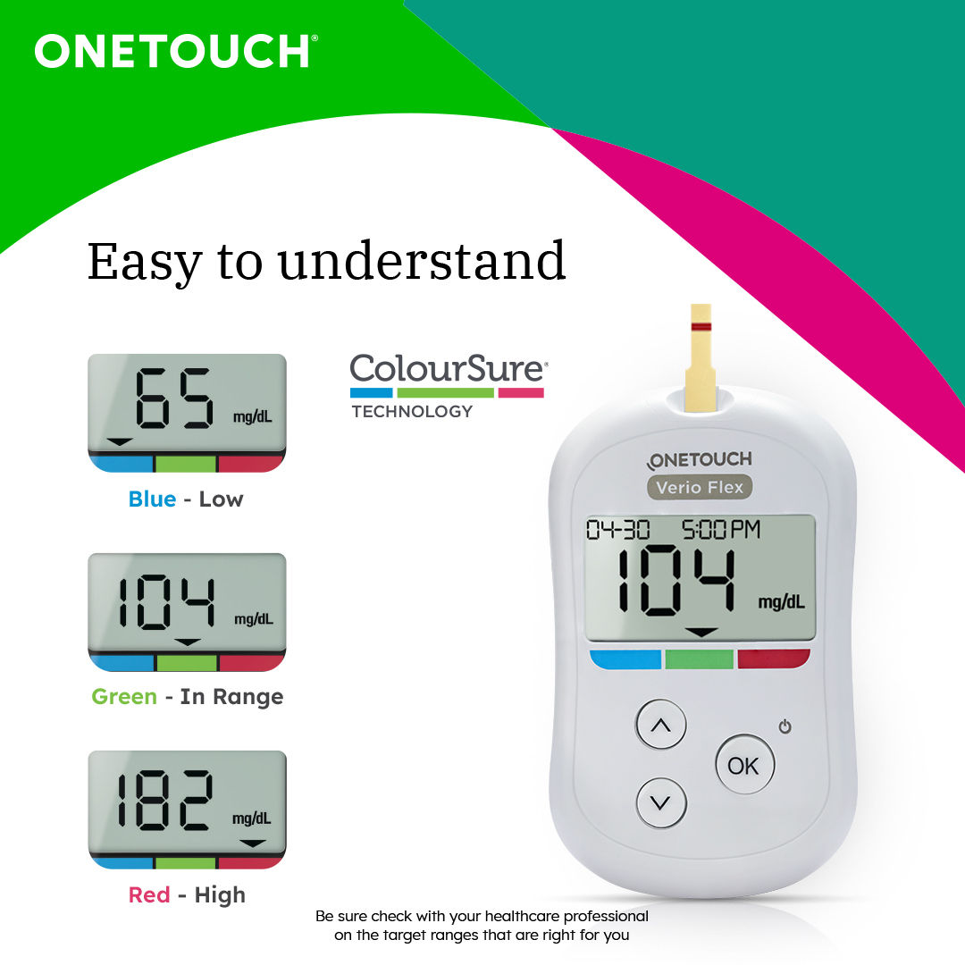 OneTouch Verio Flex Blood Glucose Monitor with OneTouch Reveal Mobile ...