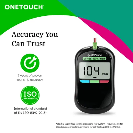 OneTouch Select Plus Simple Glucometer (Free 10 strips + Lancing Device +  10 Lancets), 1 Kit Price, Uses, Side Effects, Composition - Apollo Pharmacy