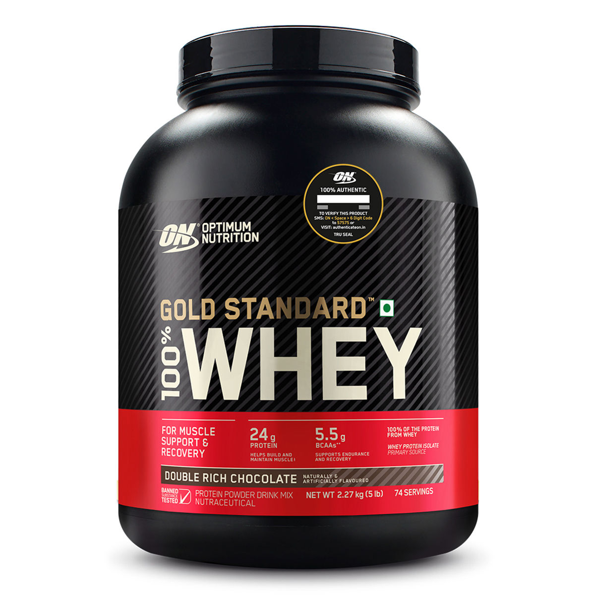 Buy Optimum Nutrition (ON) Gold Standard 100% Whey Protein Double Rich Chocolate Flavour Powder, 5 lb Online