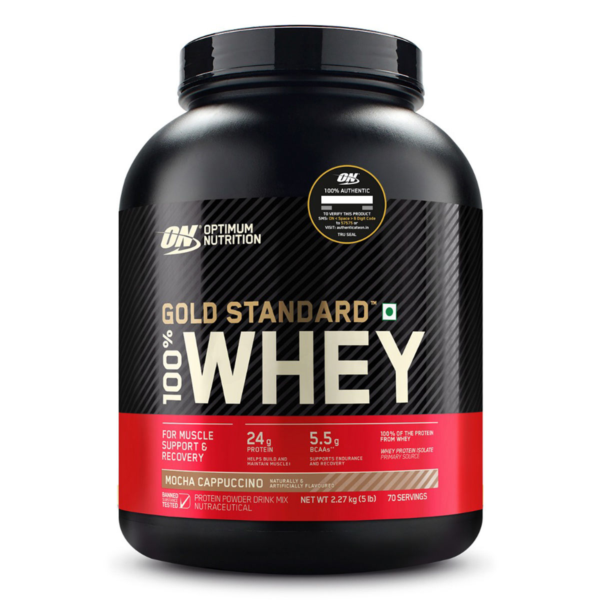 Buy Optimum Nutrition (ON) Gold Standard 100% Whey Protein Mocha Cappuccino Flavour Powder, 5 lb Online