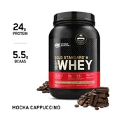 Optimum Nutrition (ON) Gold Standard 100% Whey Protein Mocha Cappuccino Flavour Powder, 2 lb, Pack of 1