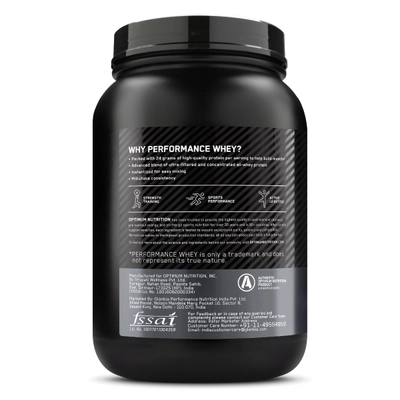 Optimum Nutrition (ON) Performance Whey Protein Chocolate Milkshake Flavour Powder, 1 kg, Pack of 1