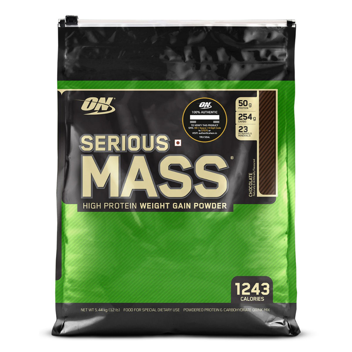 Buy Optimum Nutrition (ON) Serious Mass High Protein Weight Gain Chocolate Flavour Powder, 12 lb Online