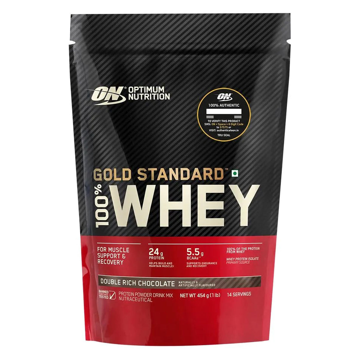 Buy Optimum Nutrition (ON) Gold Standard 100% Whey Protein Double Rich Chocolate Flavour Powder, 1 lb Online