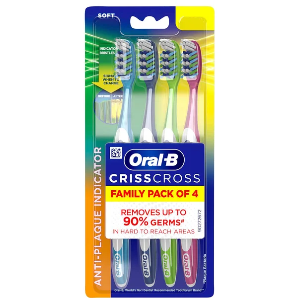 Oral-B Criss Cross Deep Clean M Toothbrush, 4 Count