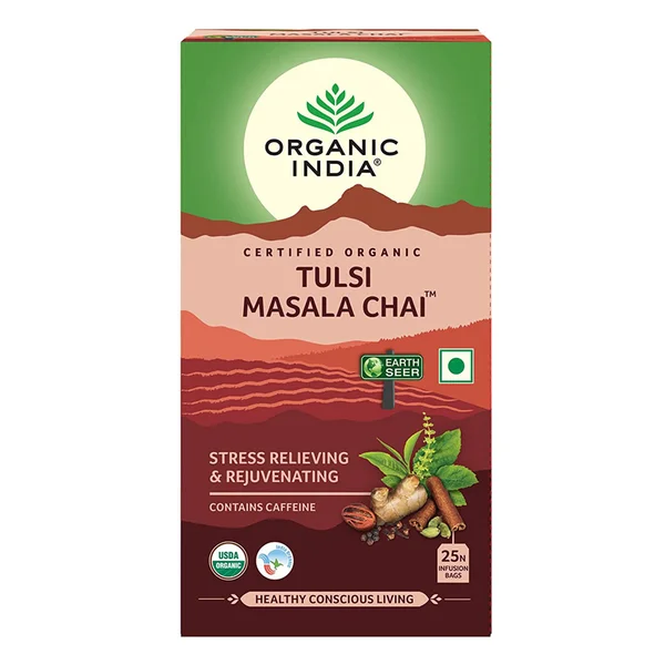 Organic India Tulsi Masala Chai Infusion Tea Bags, 25 Count, Pack of 1