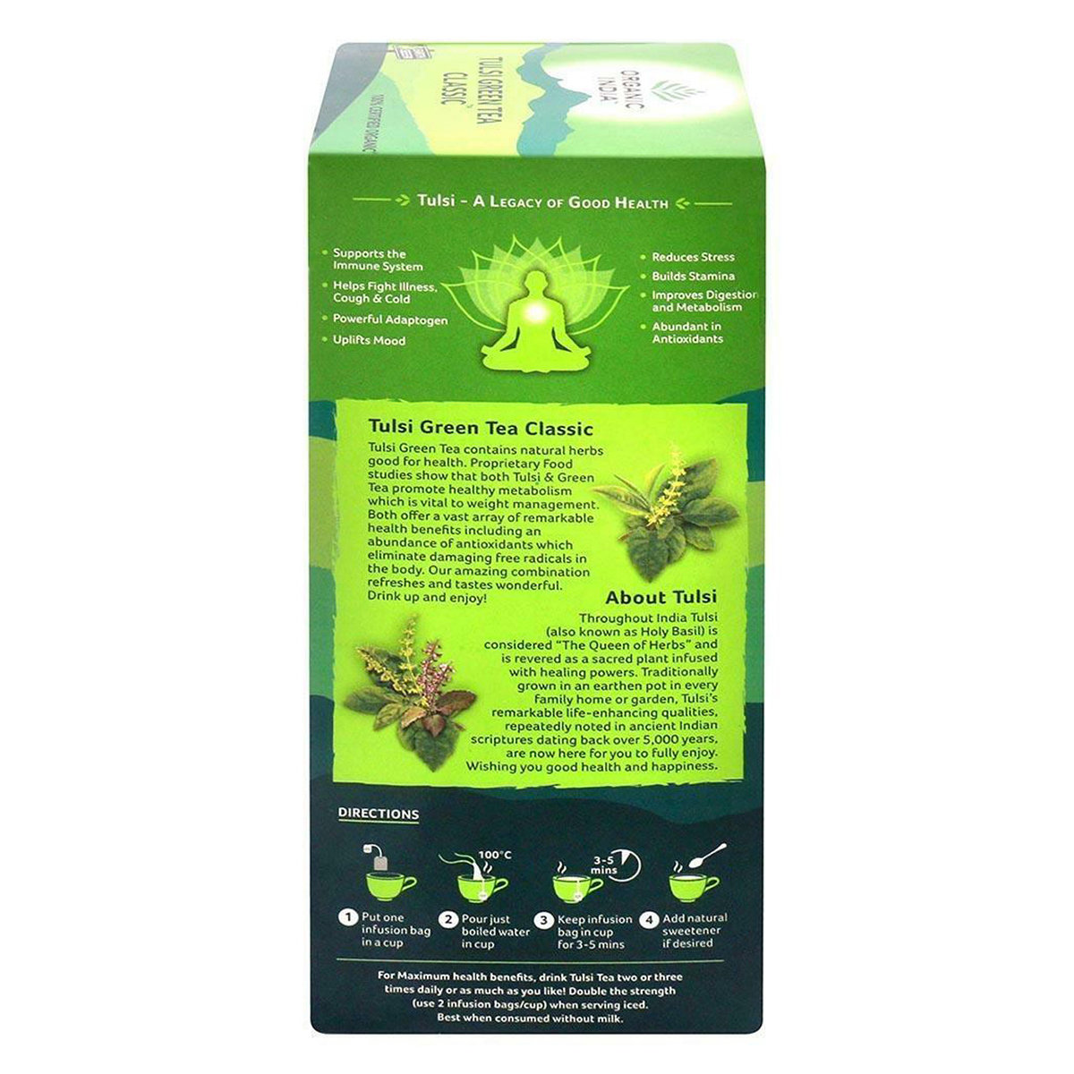Organic India Tulsi Green Tea Bags, 25 Count, Pack of 1 Organic India Tulsi Green Tea Bags, 25 Count, Pack of 1