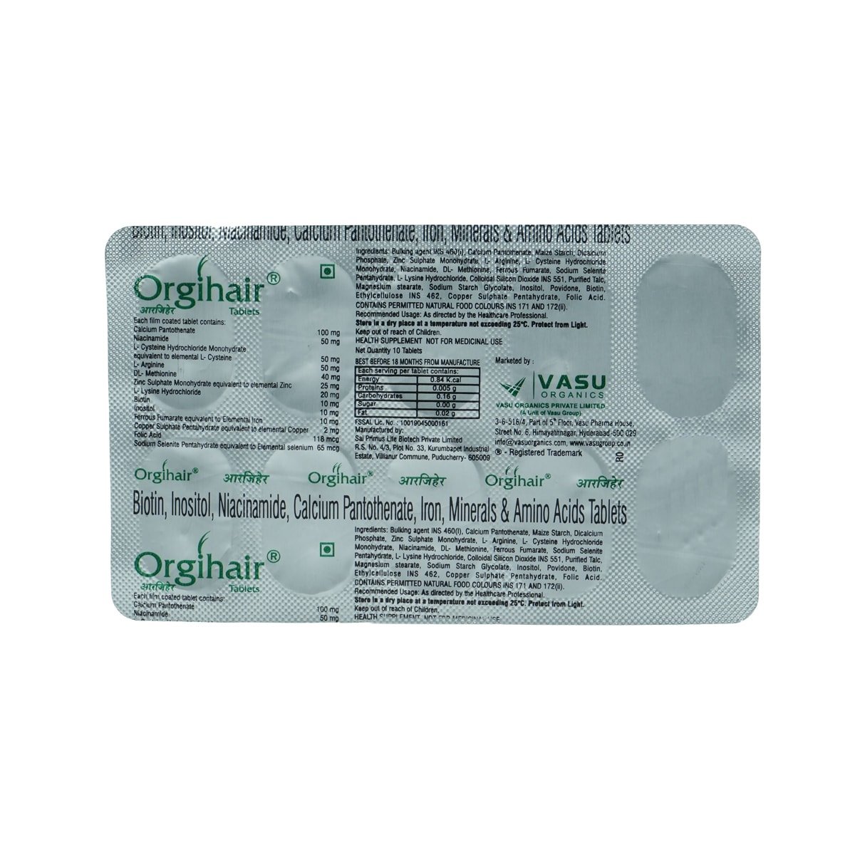 Orgihair Tablet 10's, Pack of 10 Orgihair Tablet 10's, Pack of 10