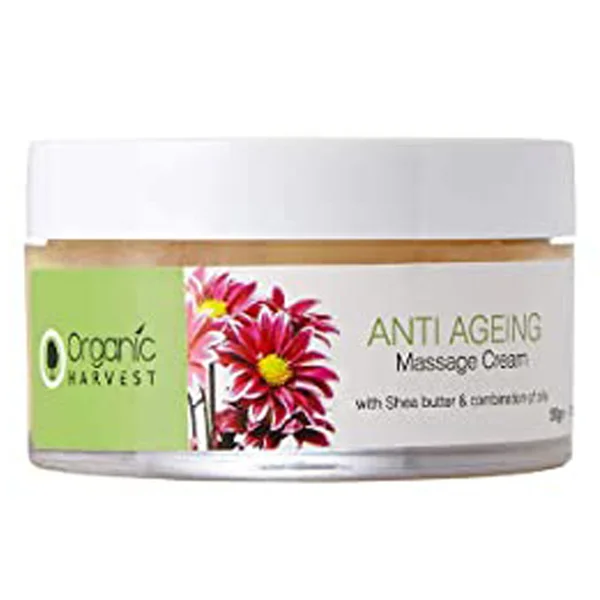 Organic Harvest Anti Ageing Massage Cream 50 gm | Shea Butter & Combination Of Oils | Fights Signs OF Ageing - Fine Lines & Wrinkles