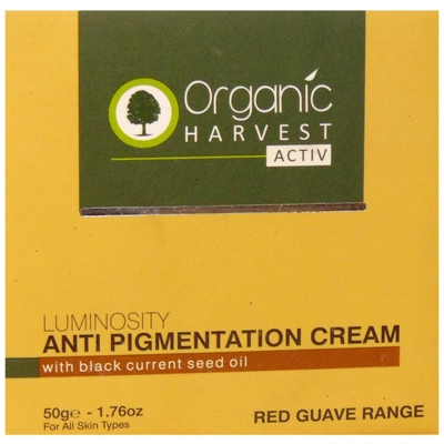 Organic Harvest Anti Pigmentation Cream 50 gm | With Black Current Seed Oil, Red Guave | Reduce Tanning, Pigmentation | Non Greasy Formula | For All Skin Type, Pack of 1