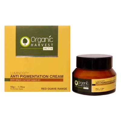 Organic Harvest Anti Pigmentation Cream 50 gm | With Black Current Seed Oil, Red Guave | Reduce Tanning, Pigmentation | Non Greasy Formula | For All Skin Type, Pack of 1