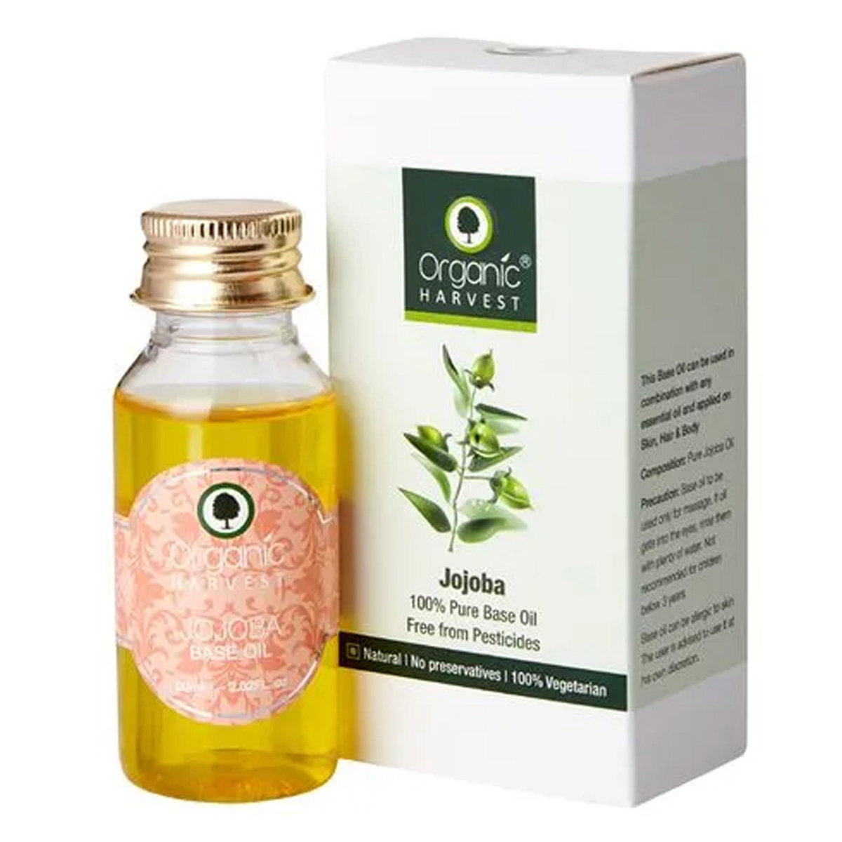 Organic Harvest Jojoba Oil 60 ml | Pure Jojoba Oil | Reduce Finelines & Wrinkles | Boost Skin & Hair Radiance | For Skin care & Hair Care | 100% Orgainc, Pack of 1 Organic Harvest Jojoba Oil 60 ml | Pure Jojoba Oil | Reduce Finelines & Wrinkles | Boost Skin & Hair Radiance | For Skin care & Hair Care | 100% Orgainc, Pack of 1
