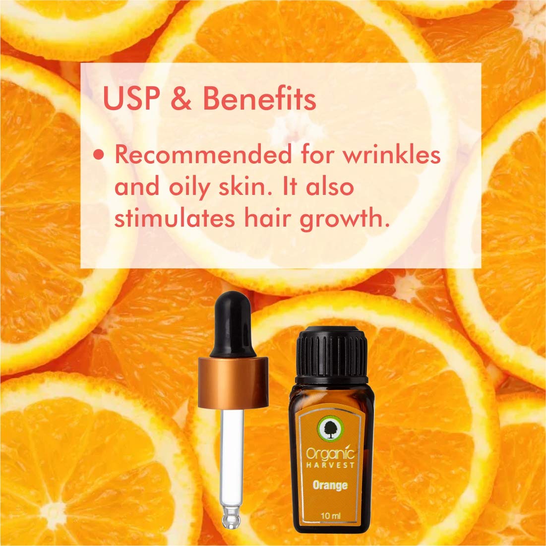 Organic Harvest Orange Essential Oil 10 ml | Pure Orange Oil | Treats Wrinkle | Stimulates Hair Growth | Organic | Suitable For Skin & Hair | For Oily Skin, Pack of 1 Organic Harvest Orange Essential Oil 10 ml | Pure Orange Oil | Treats Wrinkle | Stimulates Hair Growth | Organic | Suitable For Skin & Hair | For Oily Skin, Pack of 1
