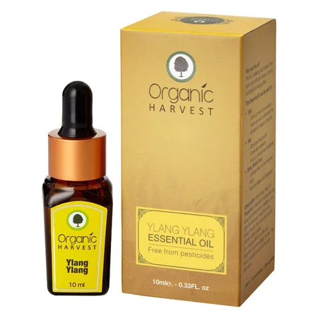Organic Harvest Ylang Ylang Essential Oil 10 ml | Pue Ylang Ylang Oil | Delievers Soothing, Calming & Relaxing Effects | For Skin, Hair, Body, Mind & Soul | Natural | 100% Vegetarian