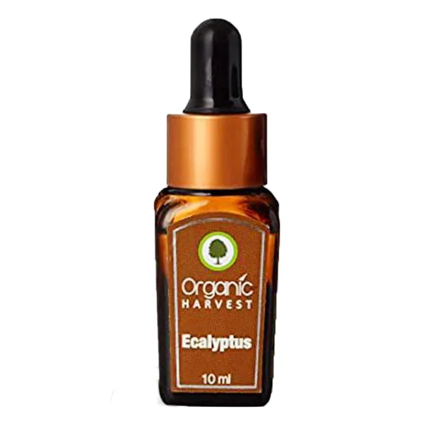 Organic Harvest Ecalyptus Essential Oil 10 ml | For Face, Skin &amp; Hair Care | Relieves Muscle &amp; Joint Pain | 100% Orgainc Essential Oil, Pack of 1
