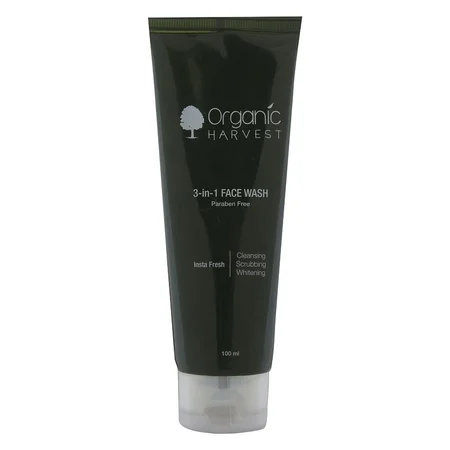 Organic Harvest 3-In-1 Paraben Free Face Wash, 100 ml