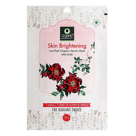 Organic Harvest Skin Brightening Serum Mask 20 gm | Wild Rose | Hydrates & Nourishes Skin | Improve Skin Elasticity | Certified Organic Serum Mask