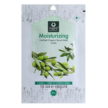 Organic Harvest Moisturizing Serum Mask 20 gm | With Olive Oil | Long lasting Skin Moisturisation | Oragnic