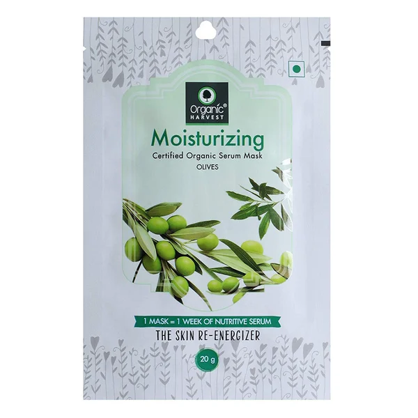 Organic Harvest Moisturizing Serum Mask 20 gm | With Olive Oil | Long lasting Skin Moisturisation | Oragnic, Pack of 1