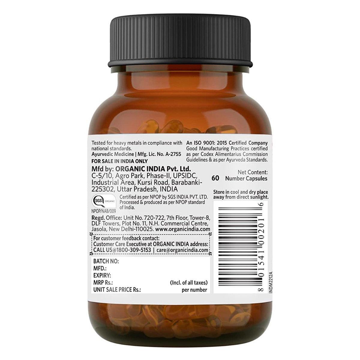 Organic India Amalaki, 60 Veg Capsules, Pack of 1 Organic India Amalaki, 60 Veg Capsules, Pack of 1