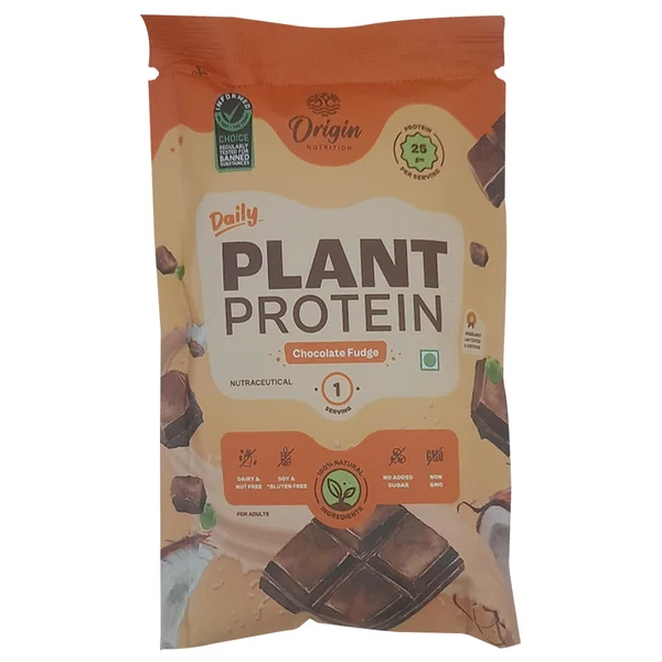 Origin Nutrition Daily Plant Protein Chocolate Fudge Flavour Powder, 40.5 gm