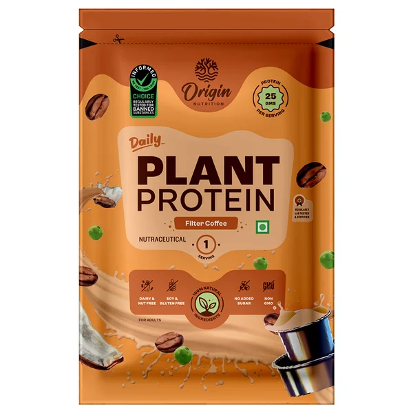 Origin Nutrition Daily Plant Protein Filter Coffee Flavour Powder, 40.5 gm