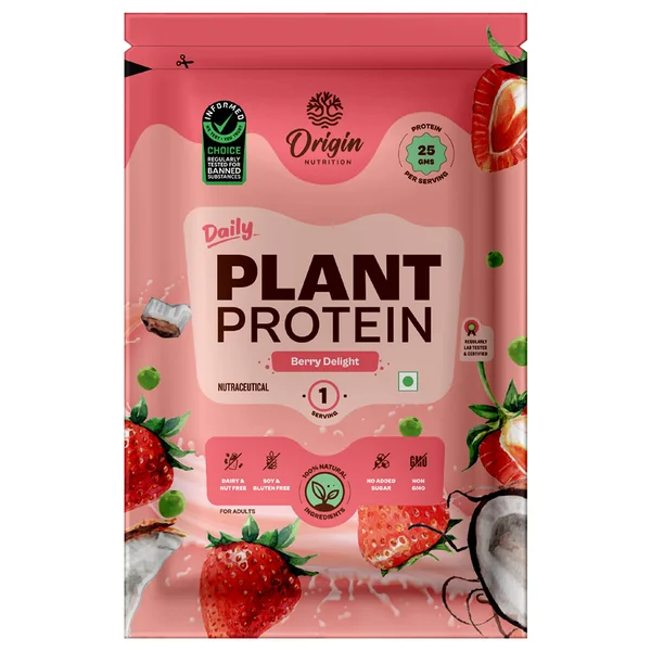Origin Nutrition Daily Plant Protein Berry Delight Flavour Powder, 40.5 gm