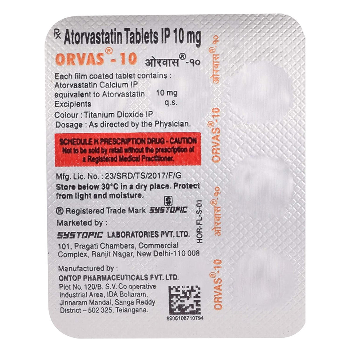 Orvas-10Mg Tablet 7'S, Pack of 7 TabletS