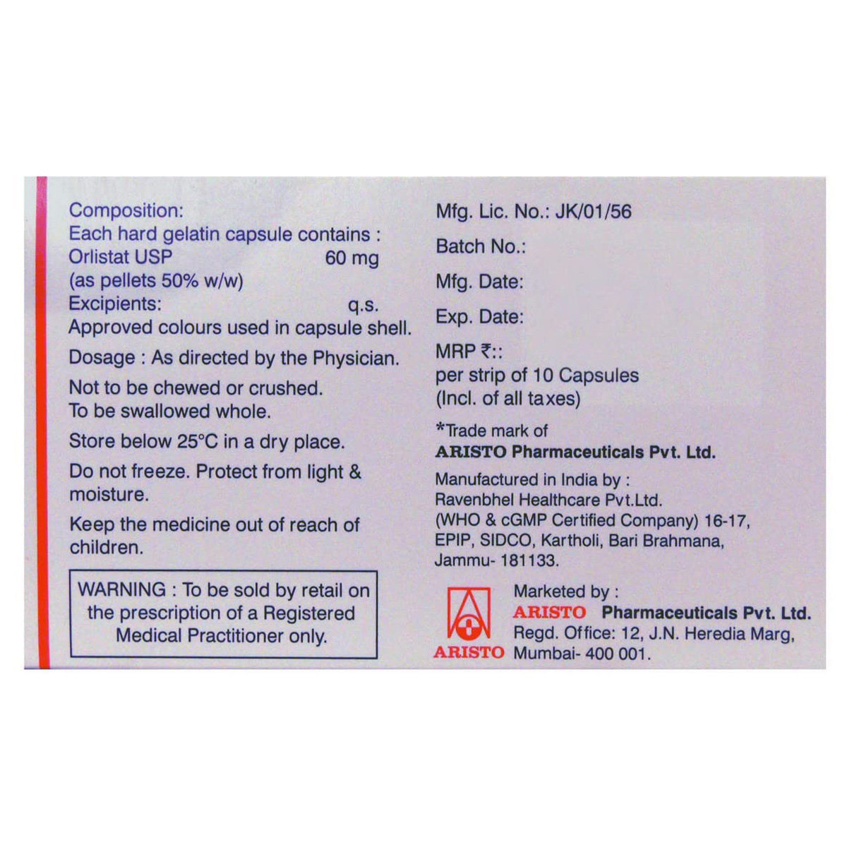 O-Stat 60 Tablet 10's, Pack of 10 TabletS O-Stat 60 Tablet 10's, Pack of 10 TabletS